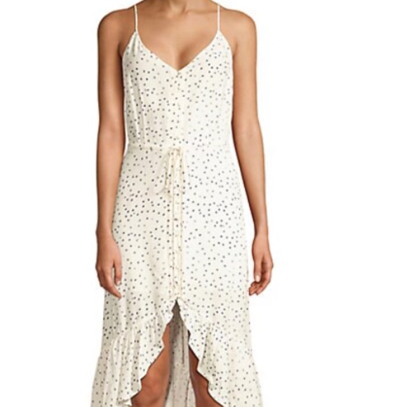 Frida Polka Dot Ruffled High-low Midi Dress In Ivory - Picture 2 of 5